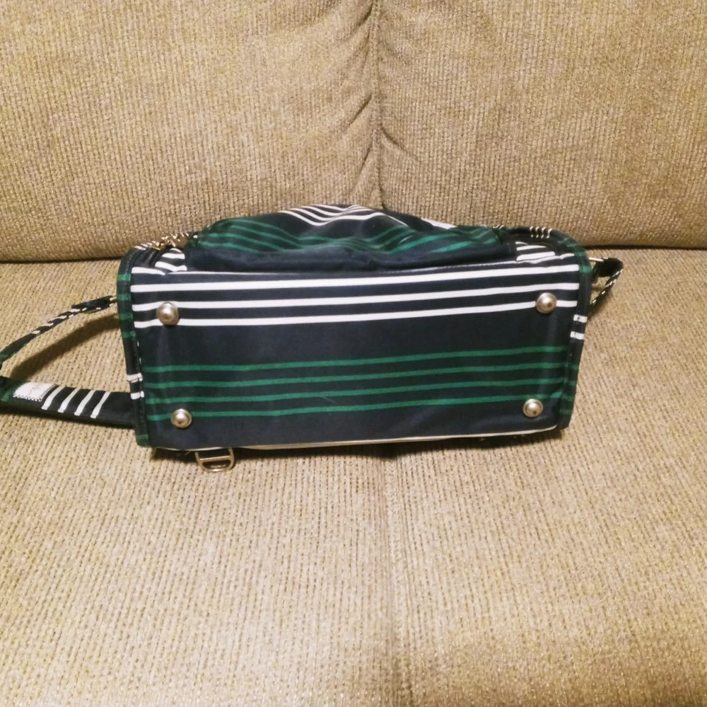 Jujube Green,Navy & White Striped Diaper Bag